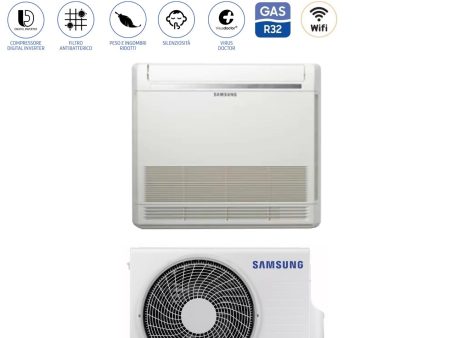 Climatizzatore Condizionatore Samsung Inverter Pavimento Console 9000 Btu AC026RNJDKG EU R-32 Wi-Fi Optional Classe A++ A+ Con Comando Wireless Incluso - Novità Hot on Sale