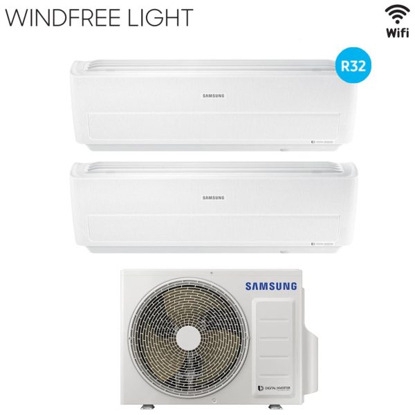 Climatizzatore Condizionatore Samsung Dual Split Inverter serie WINDFREE LIGHT 12+12 con AJ050NCJ R-32 Wi-Fi Integrato 12000+12000 Cheap