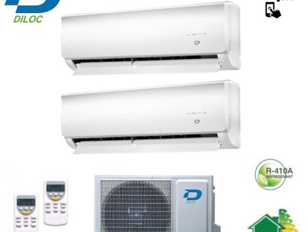 CLIMATIZZATORE CONDIZIONATORE DILOC DUAL SPLIT INVERTER serie WALL 9+12 con WALL-OUT200 classe A++ 9000+12000 Wi-Fi INCLUSO on Sale