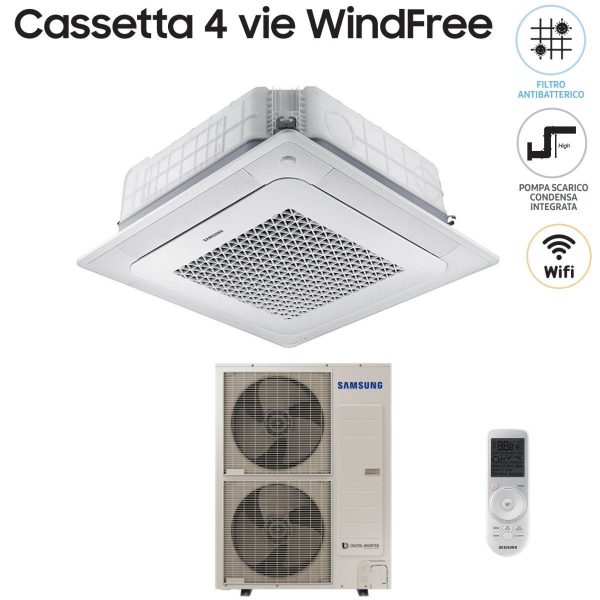 Climatizzatore Condizionatore Samsung Inverter Cassetta 4 Vie WindFree 48000 btu AC140NN4DKH Trifase con Telecomando Wireless e Pannello Incluso Online now