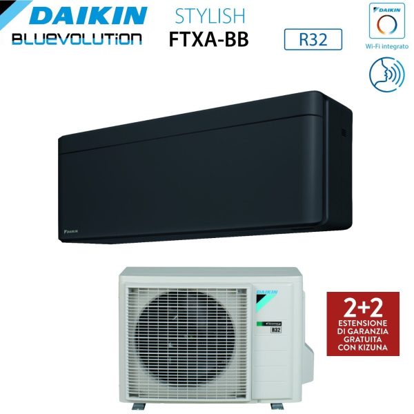 Climatizzatore Condizionatore Daikin Bluevolution Inverter serie STYLISH TOTAL BLACK 12000 Btu FTXA35BB R-32 Wi-Fi Integrato Classe A+++ Colore Nero - Garanzia Italiana Online Sale