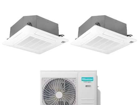 Climatizzatore Condizionatore Hisense Dual Split Inverter a Cassetta 12+18 con 4AMW105U4RAA R-32 Wi-Fi Optional 12000+18000 con Telecomando e Pannello Incluso Online Hot Sale