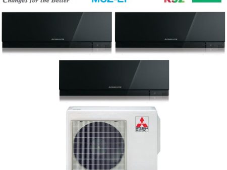 Climatizzatore Condizionatore Mitsubishi Electric Trial Split Inverter serie KIRIGAMINE ZEN BLACK MSZ-EF 9+15+18 con MXZ-3F68VF R-32 Wi-Fi Integrato Colore Nero 9000+15000+18000 For Discount