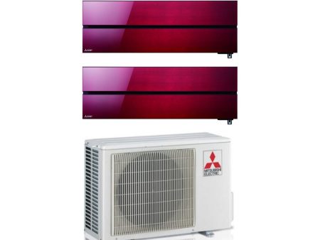 Climatizzatore Condizionatore Mitsubishi Electric Dual Split Inverter serie Kirigamine Style MSZ-LN 9+18 con MXZ-2F53VF Ruby Red R-32 Wi-Fi Integrato Colore Rosso 9000+18000 Sale