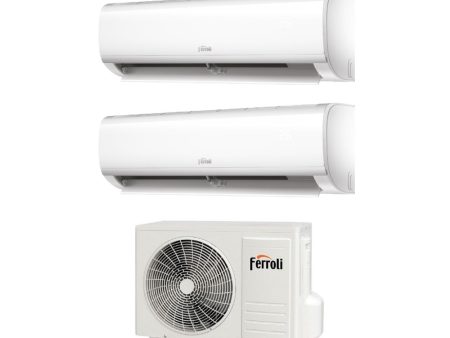 Climatizzatore Condizionatore Ferroli Dual Split Inverter Serie DIAMANT PLUS M 7+12 con 18-2 R-32 Wi-Fi Integrato 7000+12000 - Novità Cheap