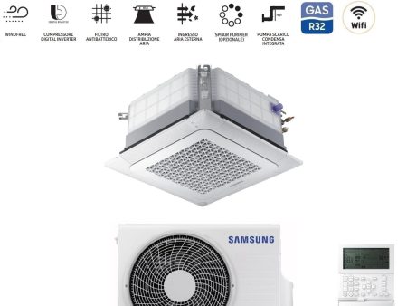 Climatizzatore Condizionatore Samsung Cassetta 4 Vie Inverter MINI WINDFREE 12000 Btu AC035RNNDKG R-32 Wi-Fi Optional Con Pannello e Comando a Filo Online Sale