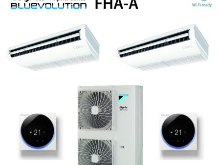 Climatizzatore Condizionatore Daikin Dual Split Inverter Pensile a Soffitto FHA-A 24+24 con RZAG140MY1 R-32 Trifase Wi-Fi Optional 24000+24000 con Comando a Filo Incluso on Sale