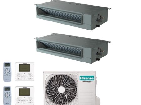 Climatizzatore Condizionatore Hisense Dual Split Inverter Canalizzato Canalizzabile 9+12 con 2AMW50U4RXA R-32 Wi-Fi Optional 9000+12000 Con Telecomando di Serie e Cablato Incluso - Novità Supply