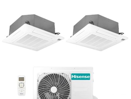 Climatizzatore Condizionatore Hisense Dual Split a Cassetta 9+12 con 2AMW50U4RXA R-32 Wi-Fi Optional 9000+12000 Telecomando e Pannello Incluso - Novità Sale