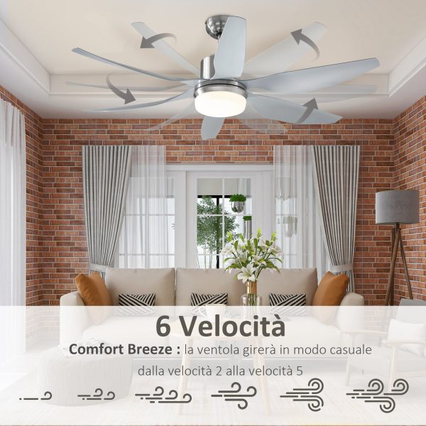 Easycomfort Ventilatore da Soffitto con Luce LED e Telecomando Incluso, 6 Velocità, Silenzioso e Reversibile, ?132x43cm Discount