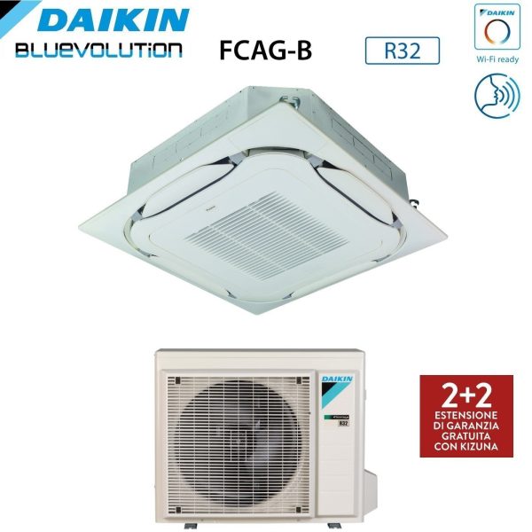 Climatizzatore Condizionatore Daikin Bluevolution a Cassetta Round Flow 12000 Btu FCAG35B R-32 Wi-Fi Optional con Griglia Standard Inclusa - Garanzia Italiana For Sale