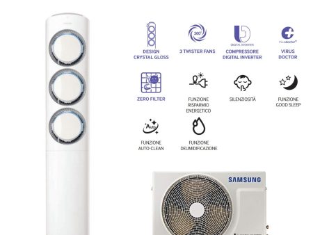 Climatizzatore Condizionatore Samsung Inverter a Colonna serie AF9000 24000 BTU AF24FSSDA R-410 Classe A++ For Sale