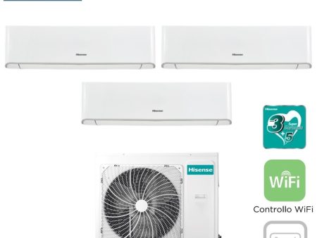 Climatizzatore Condizionatore Hisense Trial Split Inverter serie ENERGY 9+9+9 con 4AMW81U4RRA R-32 Wi-Fi Integrato 9000+9000+9000 Online